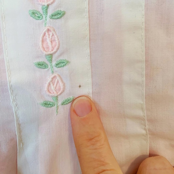 Vintage 70s 2Pc Pink White Apron Prairie Dress Size 3T - Picture 3 of 10